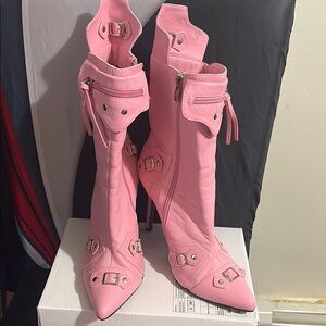 Pink Women's High Heel Boots